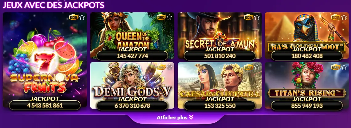 Catalogue de jeux du casino – slots, tables et casino en direct sur une seule page